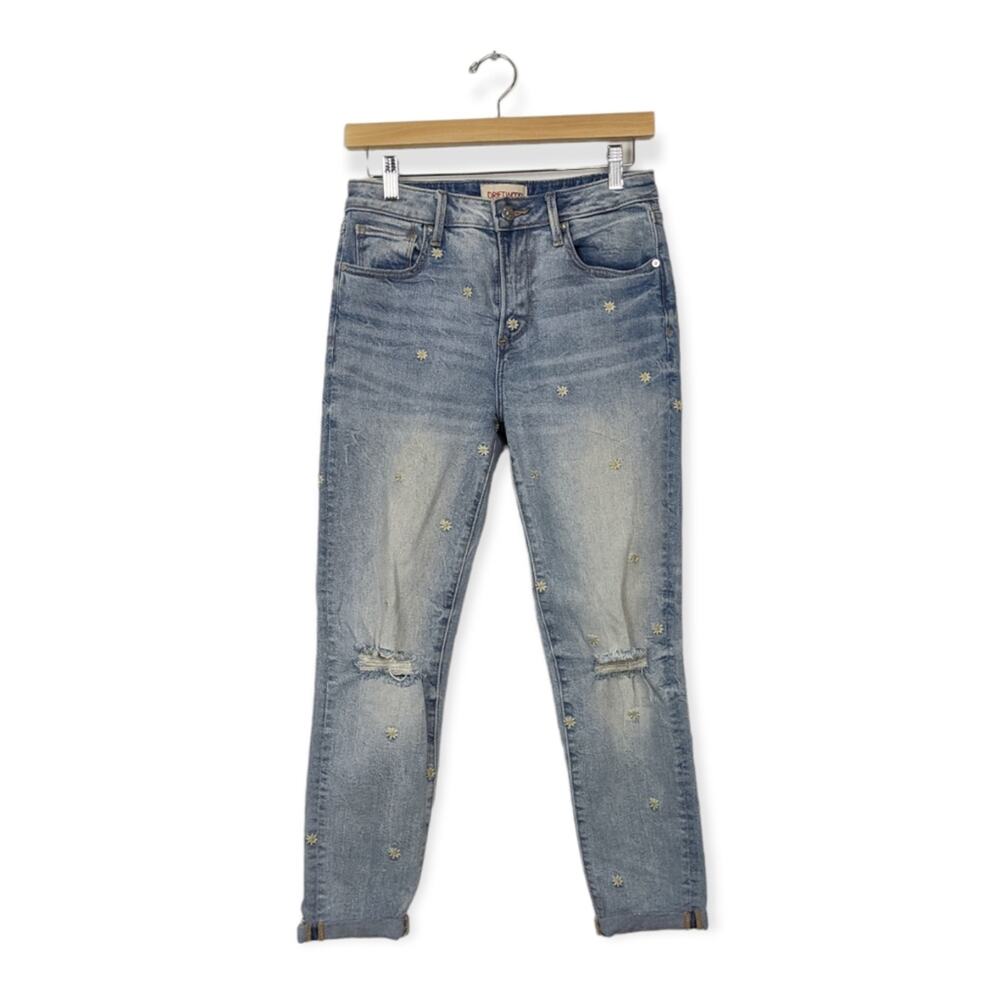 Driftwood Embroidered Dizzy Daisy Distressed Gizelle Jeans Size 25